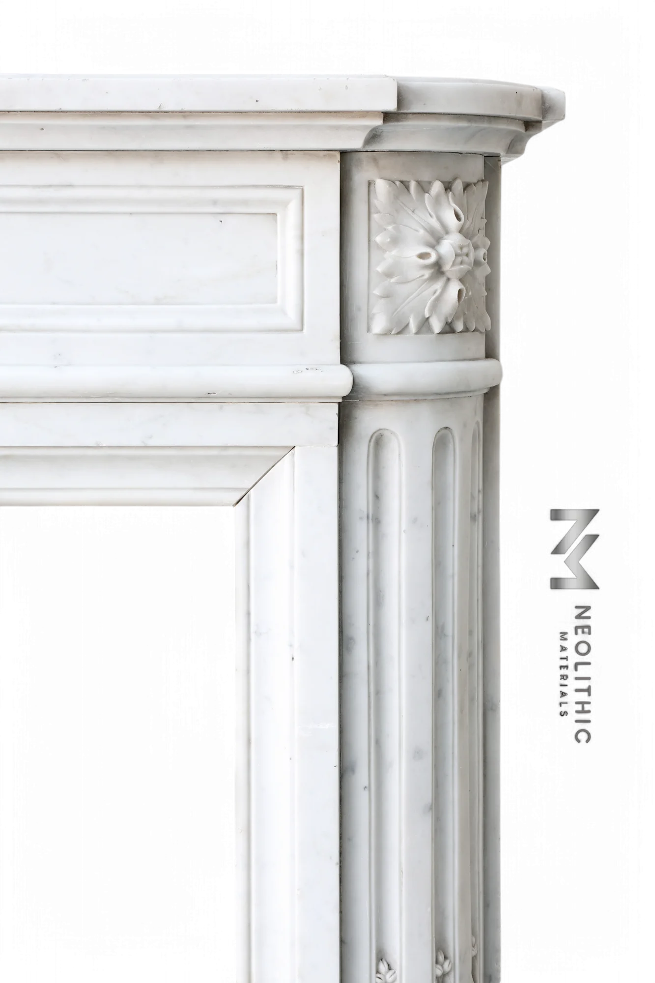 Antique Carrara Marble Fireplace Mantel Louis XVI Style - Image 5